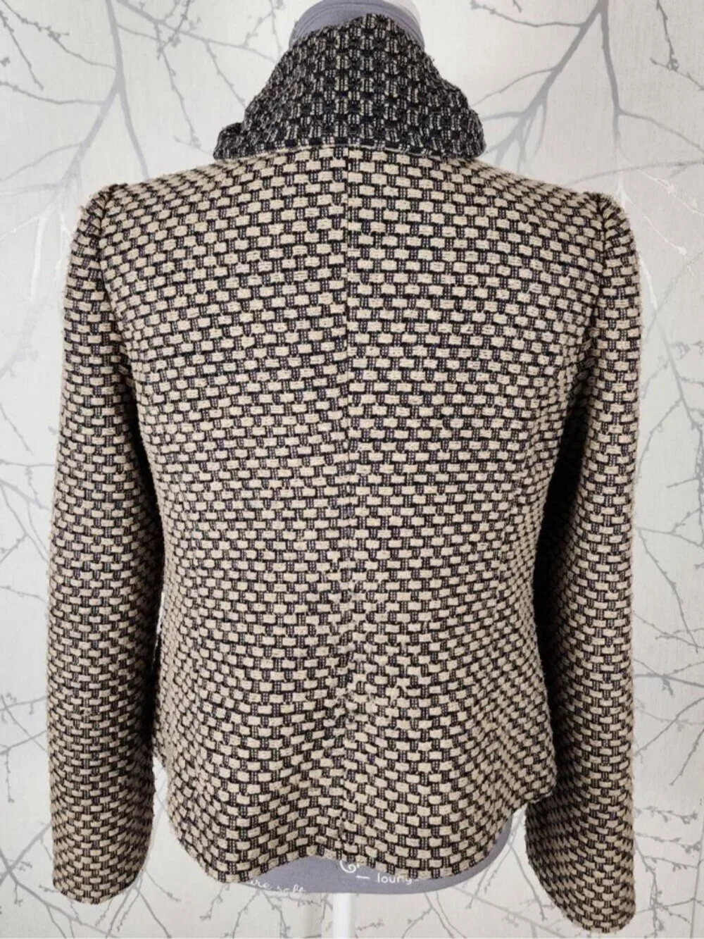 Tabitha Beige Wool Blend Woven Double Breasted Jacket